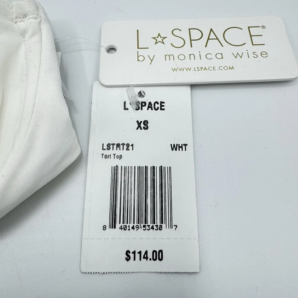 L*Space Tori Bikini Top White XS NWT LSTRT21 Halter Swim $114